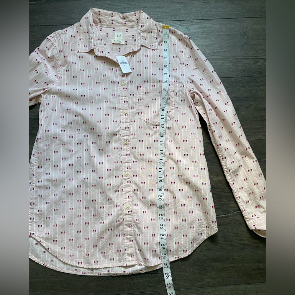 Gap Womens Fitted Boyfriend Shirt Pink Striped Button Down Size Medium NWT - Picture 6 of 8